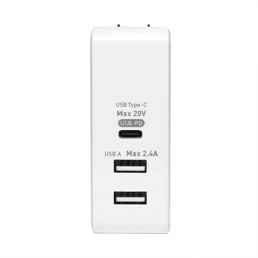 USB PD対応（61W） USB-ACアダプタ 3ポートタイプ [IPA-C05]