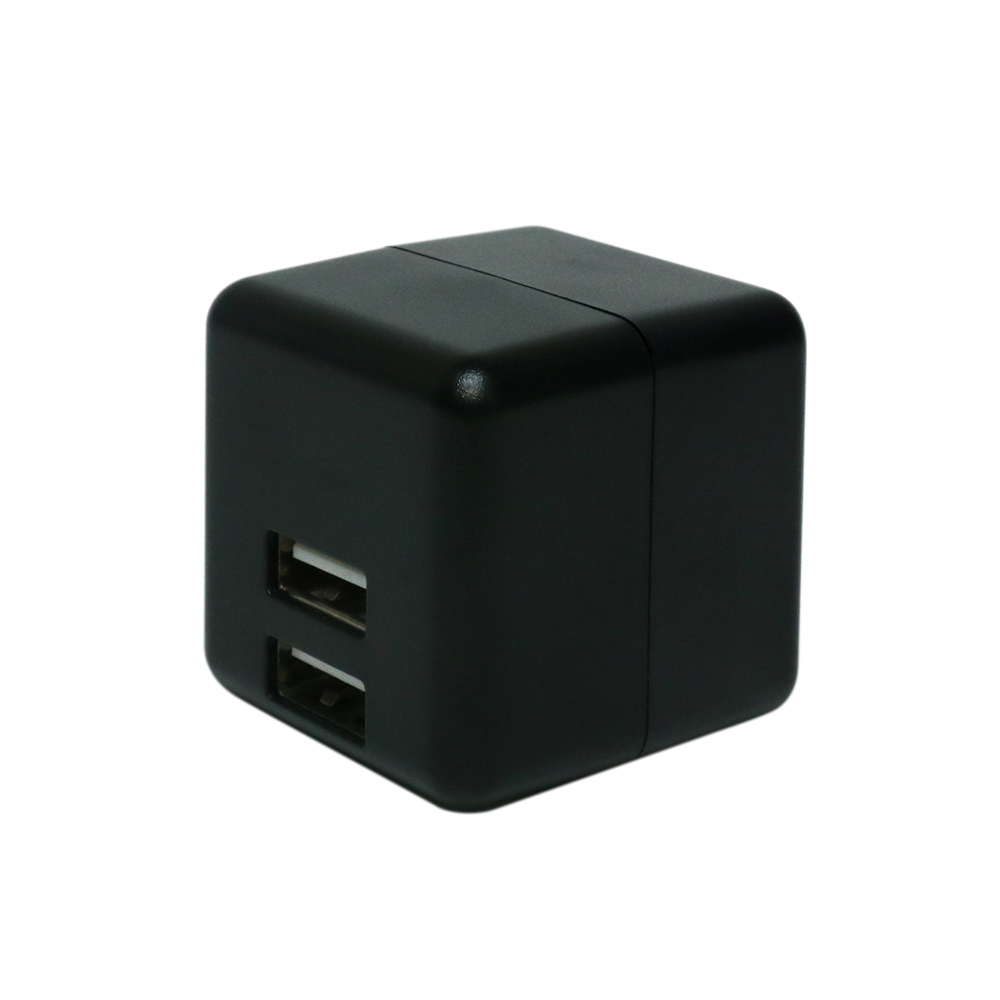 キューブ型 USB-ACアダプタ 2ポート 自動出力制御IC搭載 [IPA-US02]