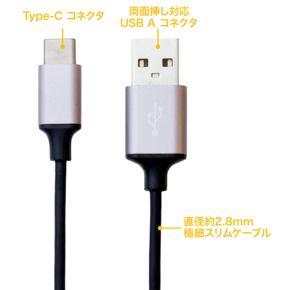 USB Type-C ケーブル 極細スリムタイプ [SCC-S]