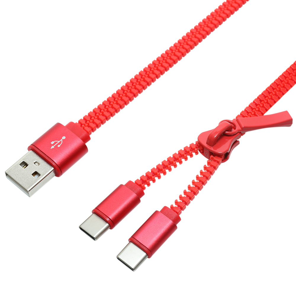 ファスナー式充電専用ケーブル USB Type-C 2ポート タイプ [SFJ-CC 