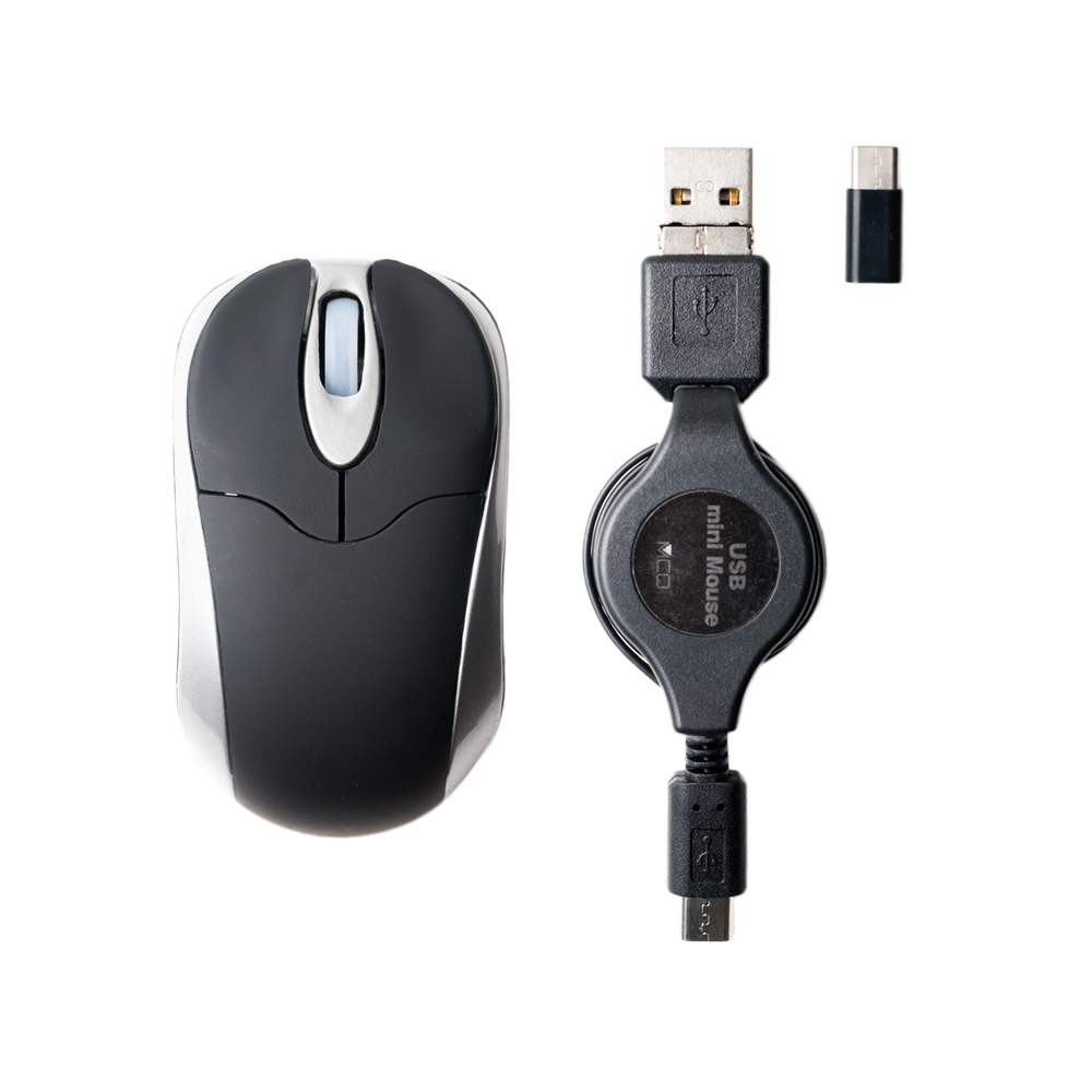 コードリールケーブル モバイルミニマウス USB A / micro B / Type-C対応 [SRM-MC01]