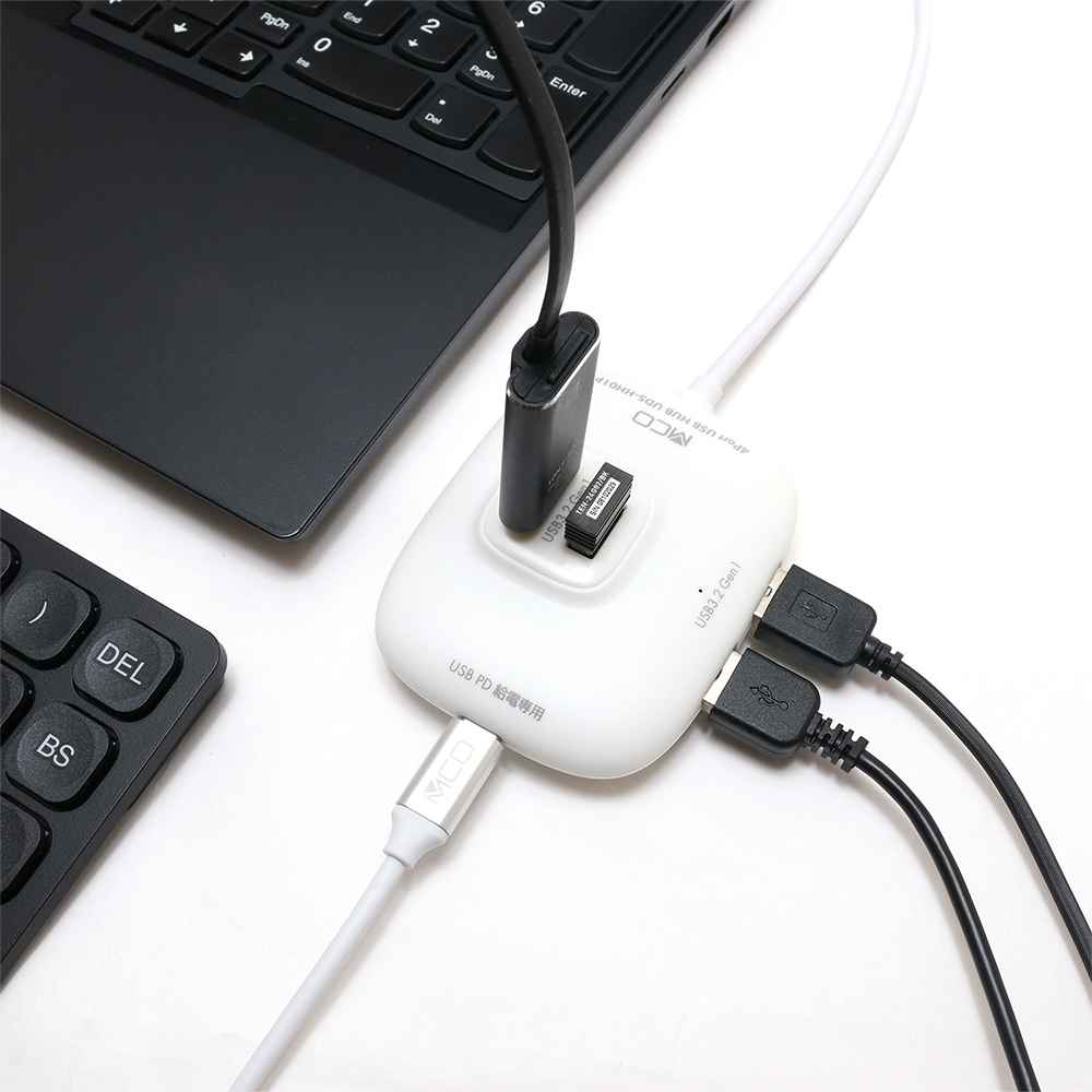 Type-C USB3.2Gen1 4ポートハブ USB PD充電対応[UDS-HH01P]