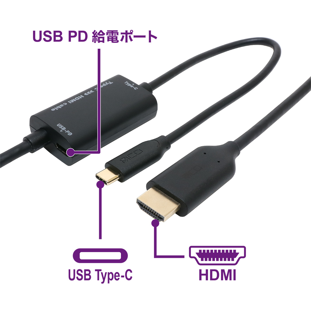 取寄商品 10個セット MCO USB PD対応 Type-C-HDMI変換ケーブル 1m USD-PFH10 BK 15倍P 